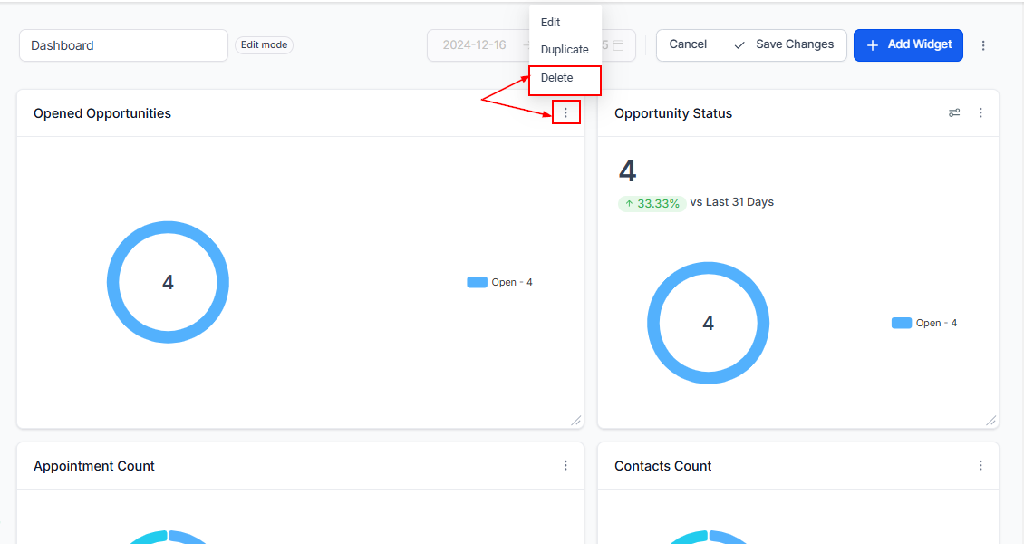 Removing a Widget – figure 2