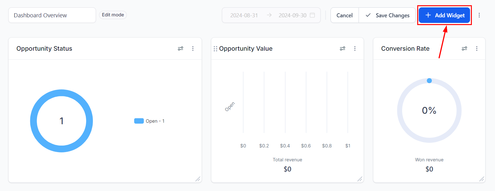 Setting Up Call Widgets on the Dashboard – figure 2
