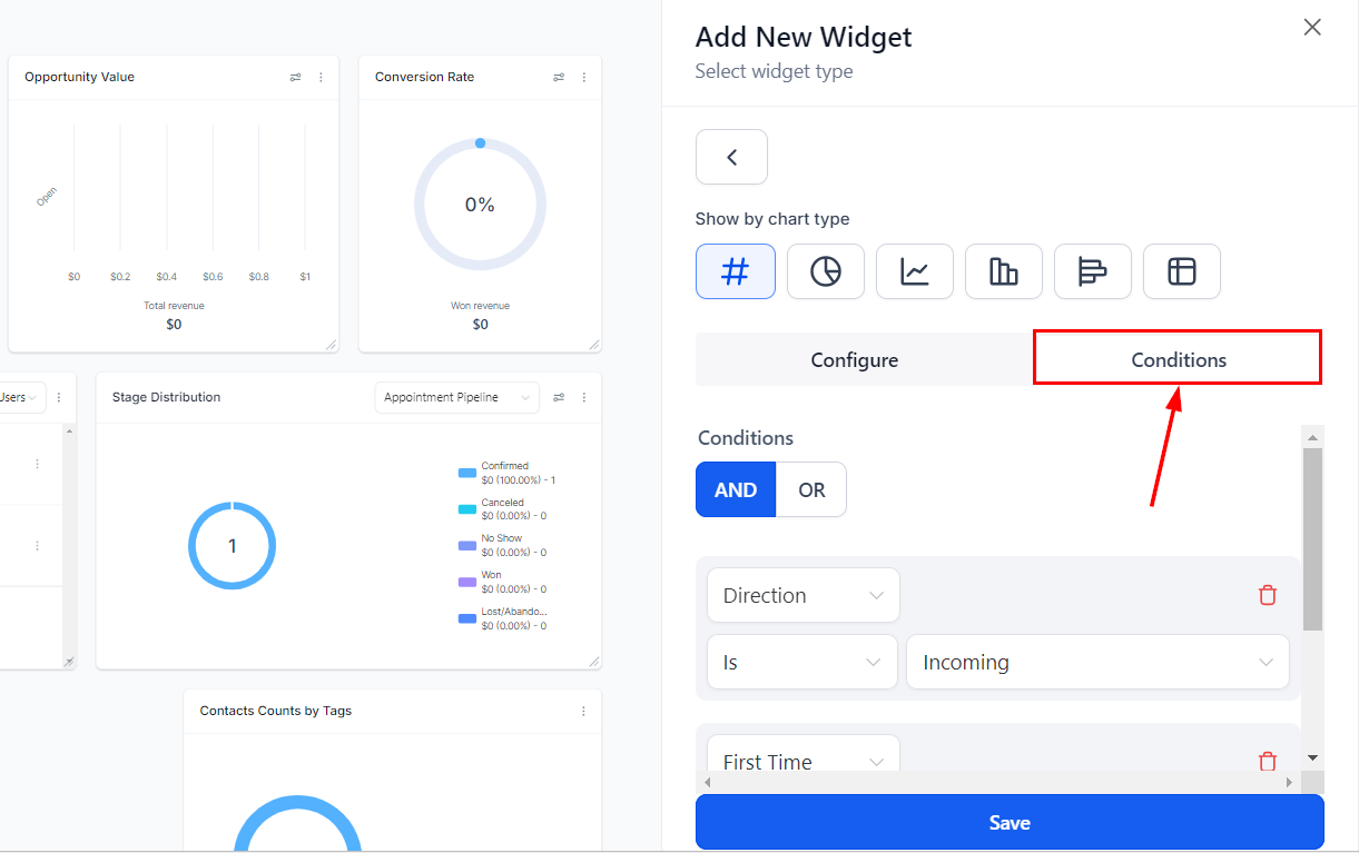 Setting Up Call Widgets on the Dashboard – figure 6