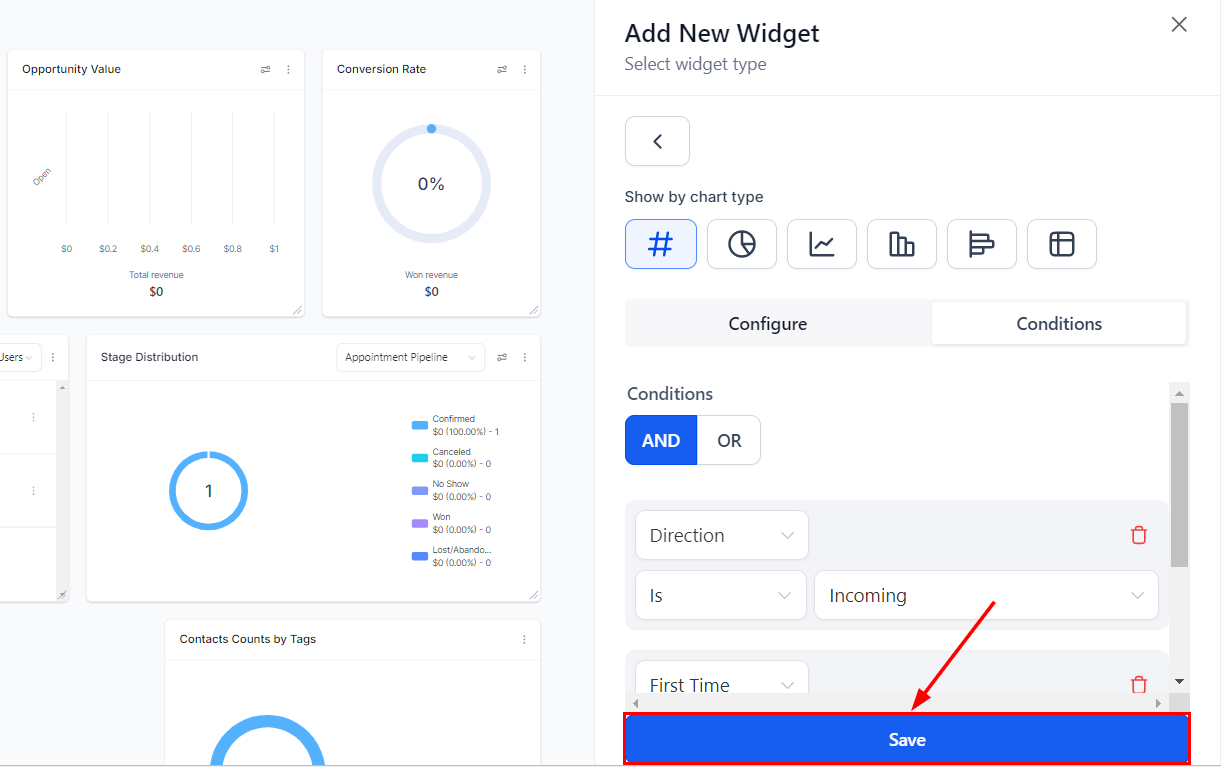 Setting Up Call Widgets on the Dashboard – figure 7