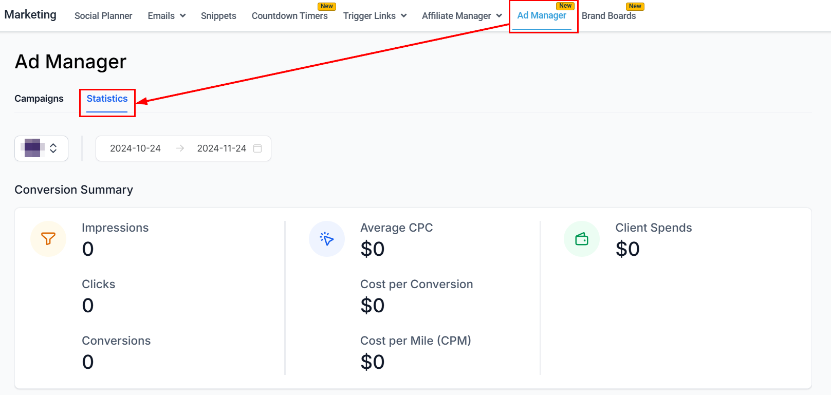 Ad Manager Statistics Overview – figure 1