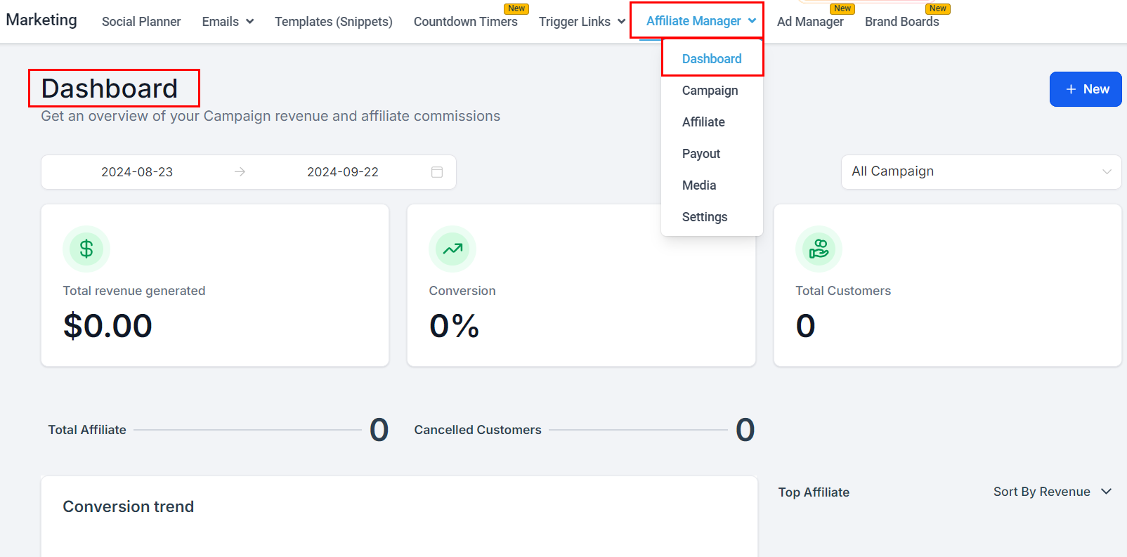 Affiliate Manager Dashboard – figure 1