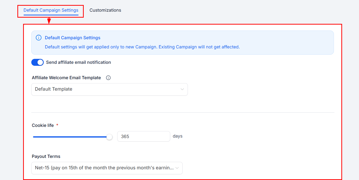 Affiliate Manager Settings – figure 2