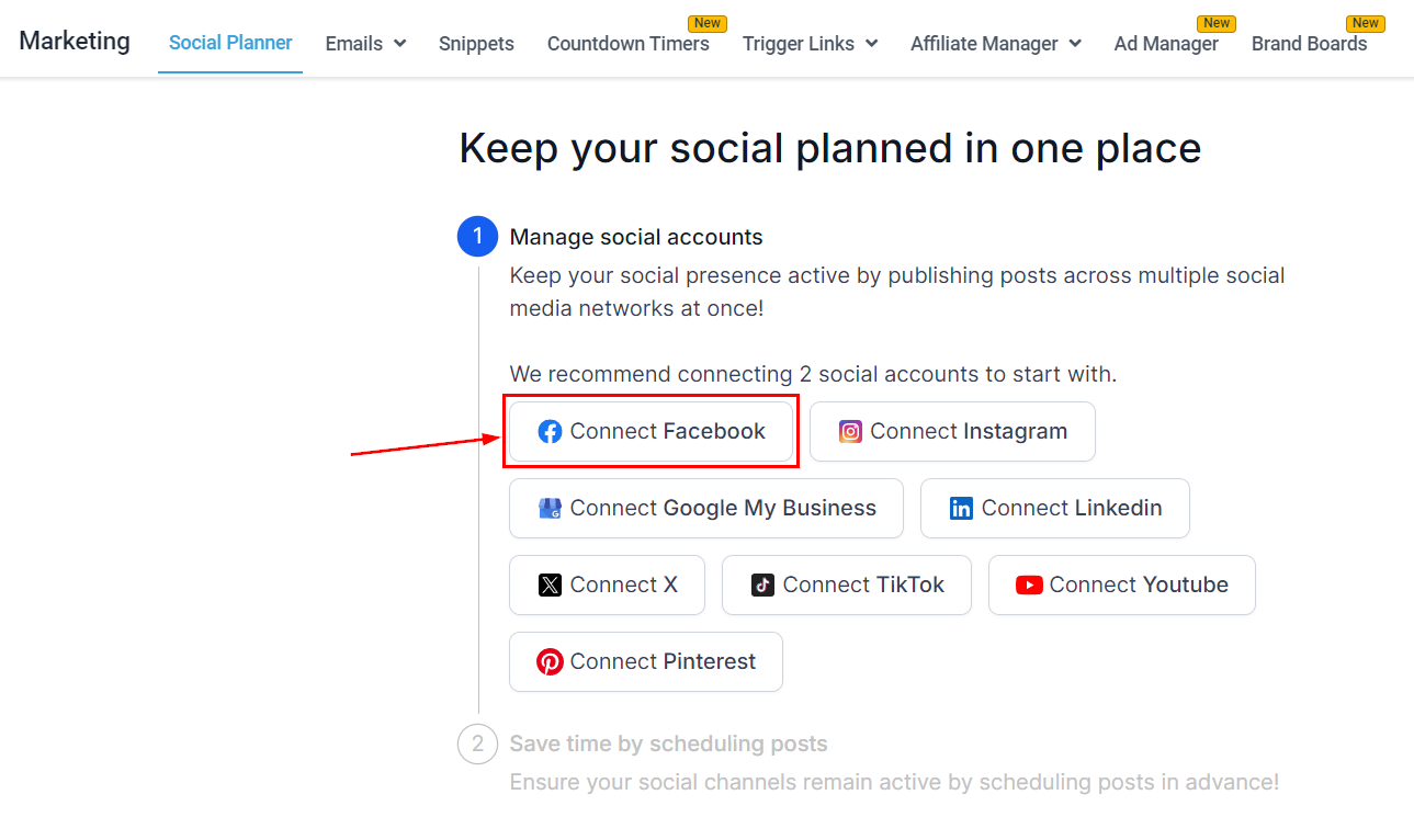Connecting Facebook Pages (Social Posting) – figure 1