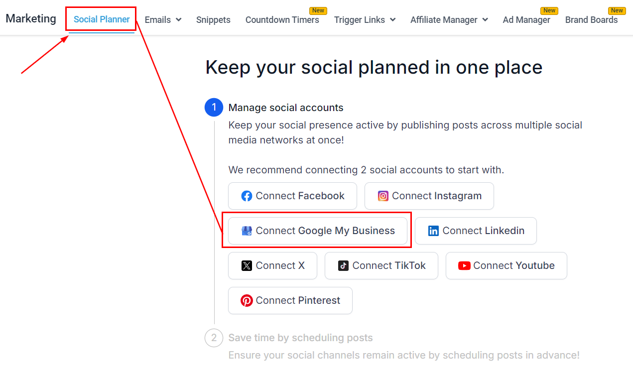 Connecting Google My Business Location – figure 1