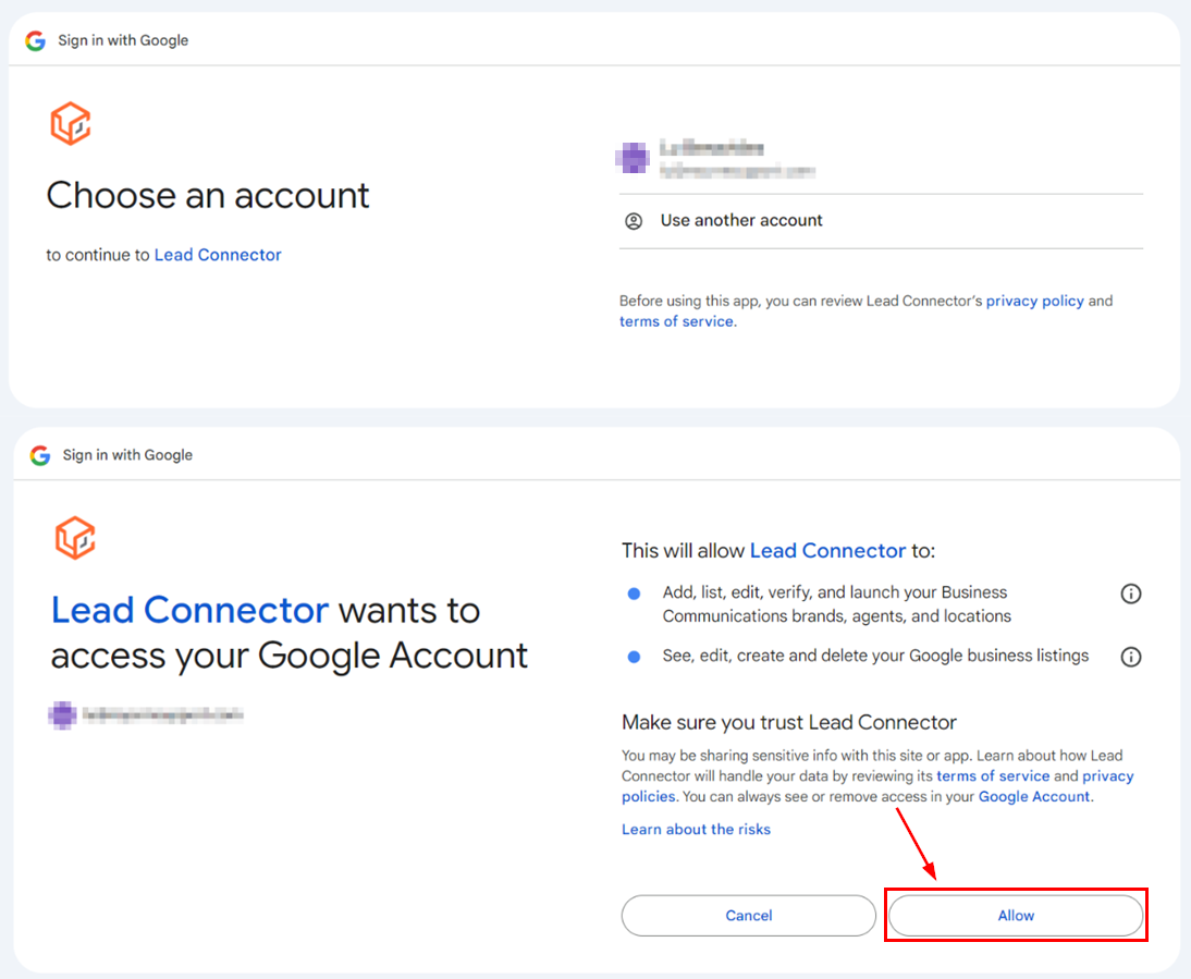 Connecting Google My Business Location – figure 4