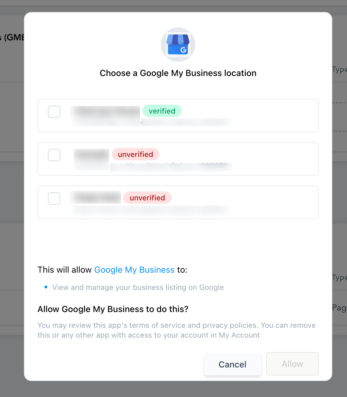 Connecting Google My Business Location – figure 5