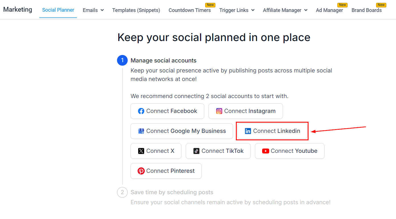 Connecting LinkedIn Profile & Page (Social Posting) – figure 1