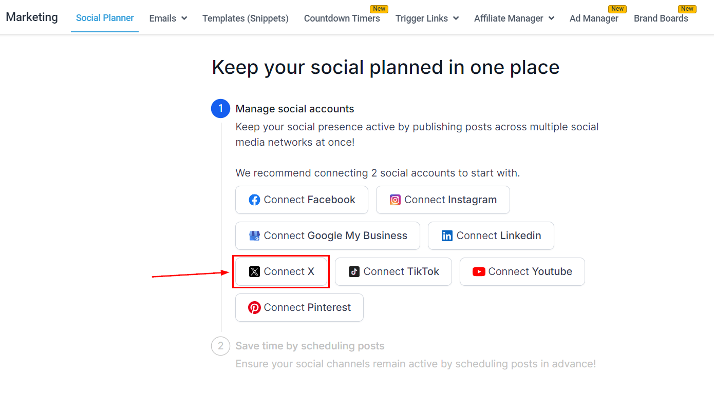 Connecting Twitter account (Social Posting) – figure 1