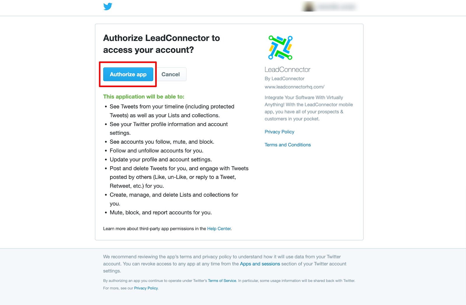 Connecting Twitter account (Social Posting) – figure 4