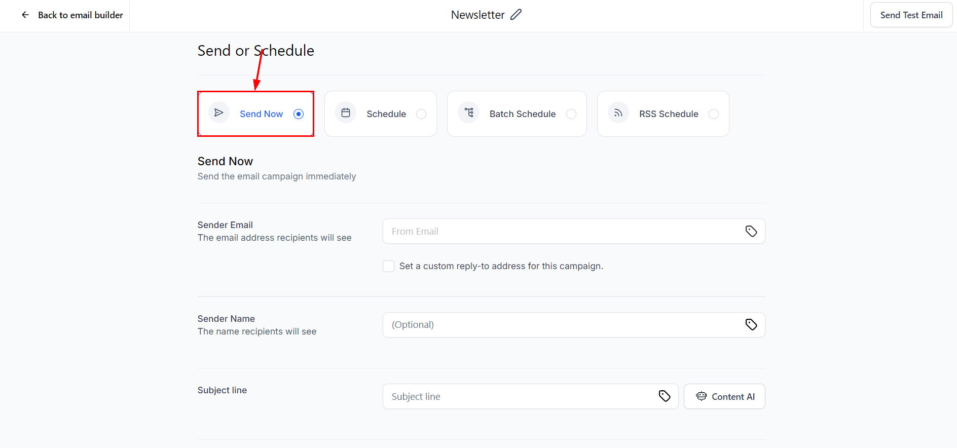 Email Campaign Delivery Options – figure 3