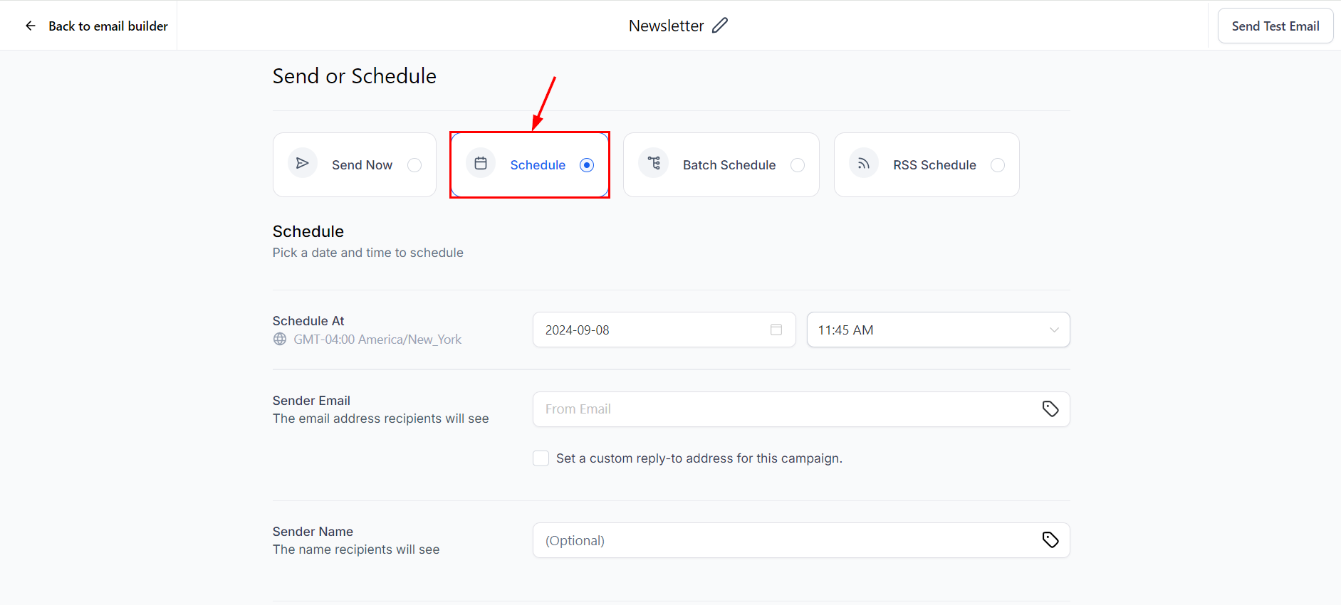 Email Campaign Delivery Options – figure 4