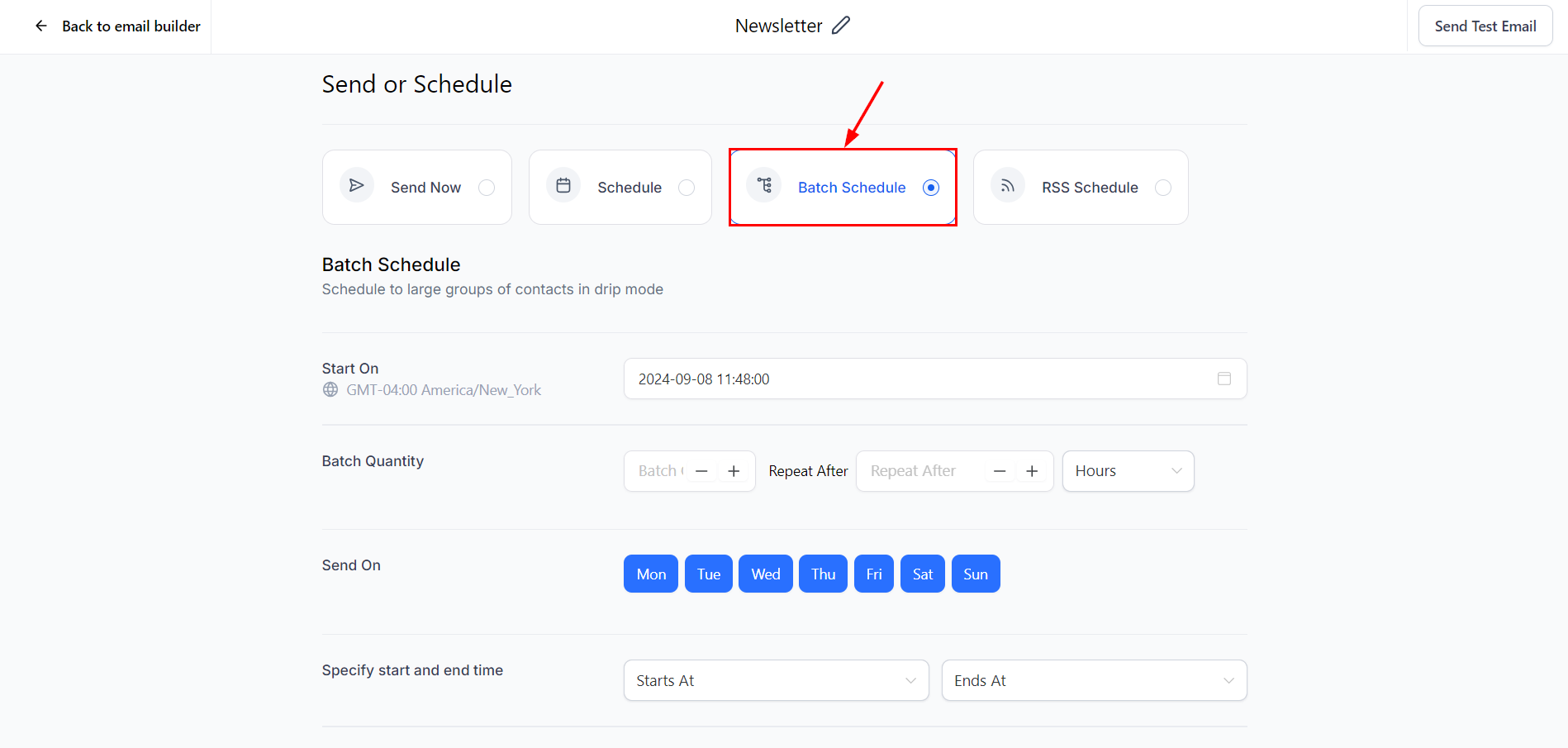 Email Campaign Delivery Options – figure 5