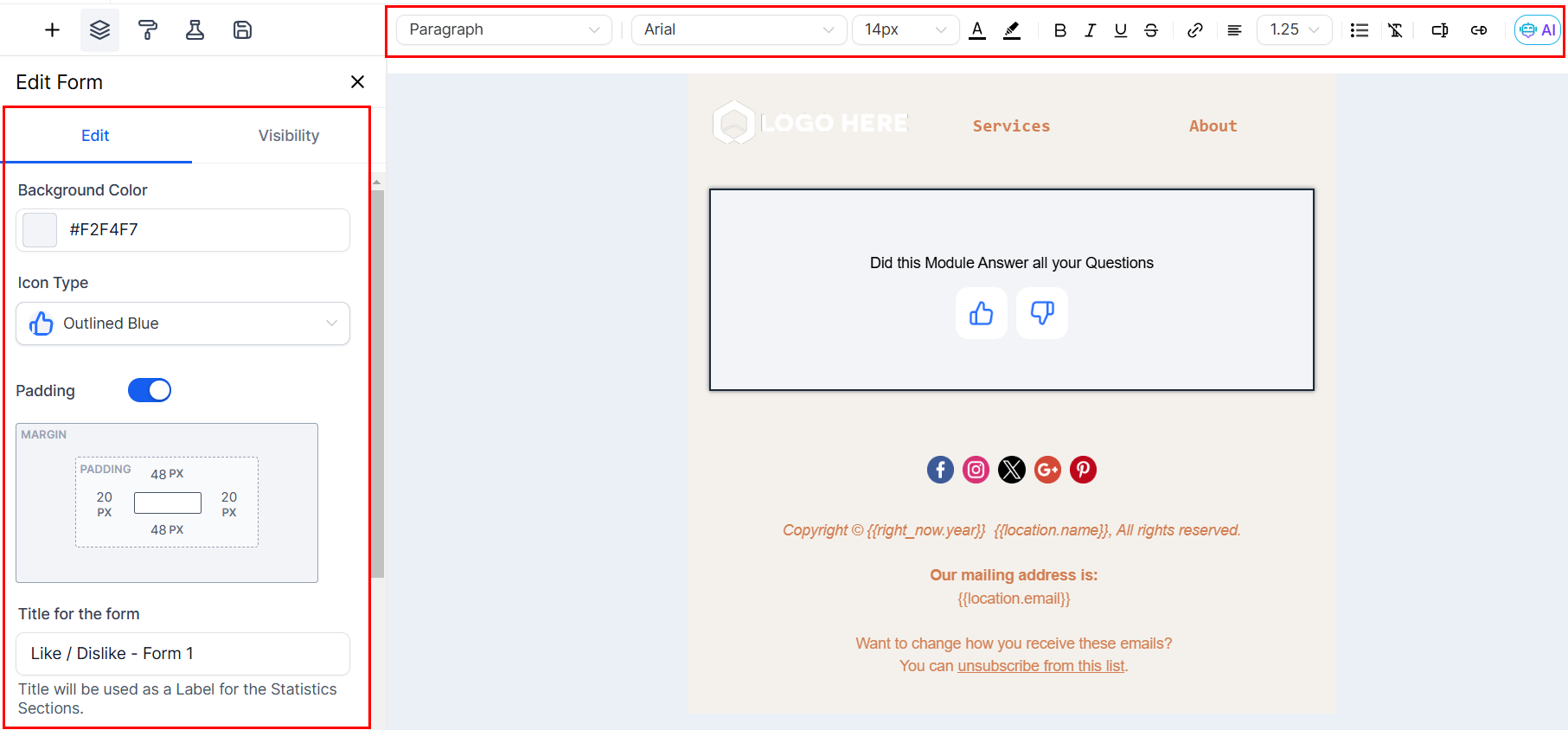 Form Element in Email Campaigns – figure 5