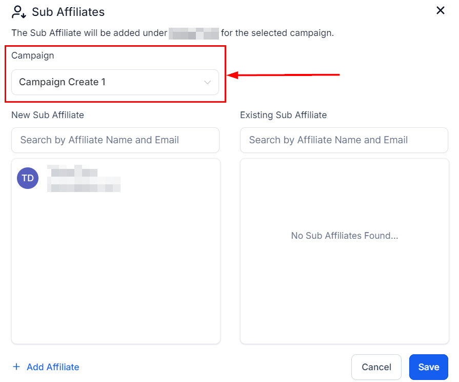 How to Add a Sub-Affiliate Under an Existing Affiliate – figure 5