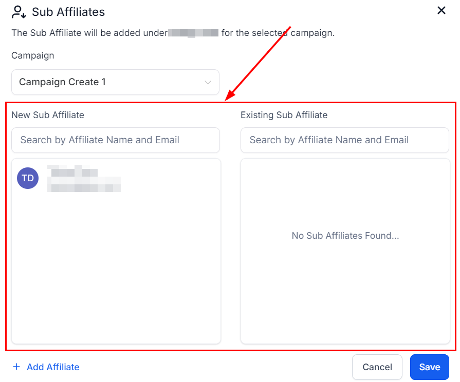 How to Add a Sub-Affiliate Under an Existing Affiliate – figure 6