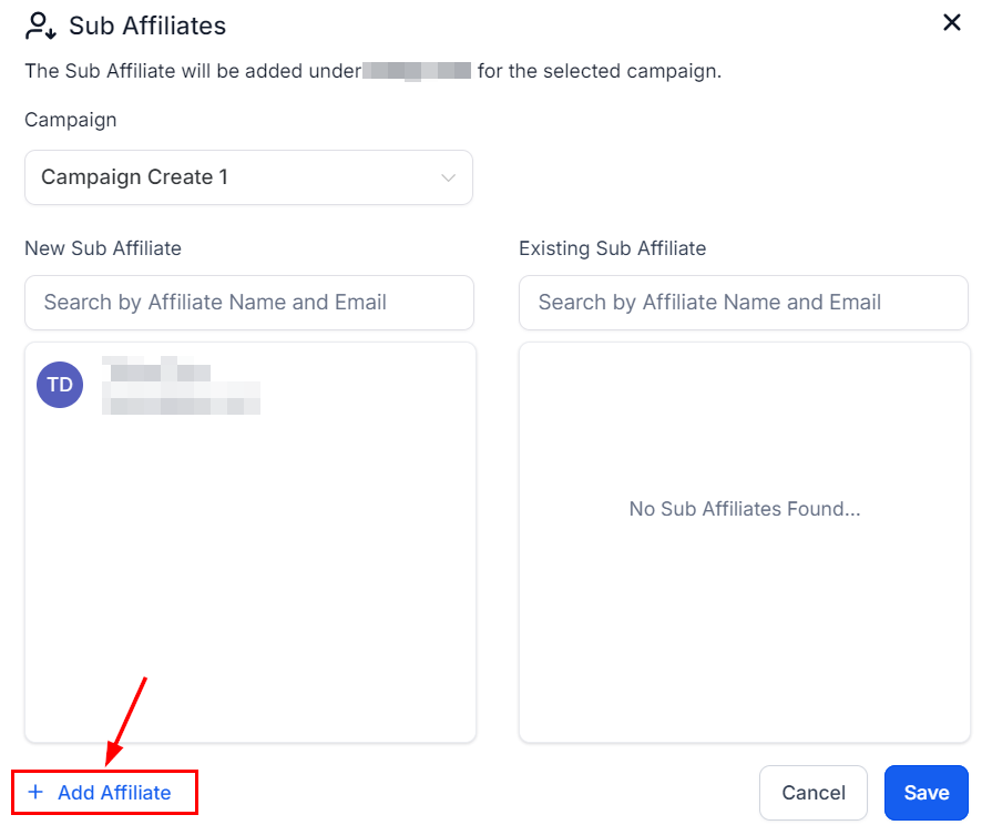 How to Add a Sub-Affiliate Under an Existing Affiliate – figure 8
