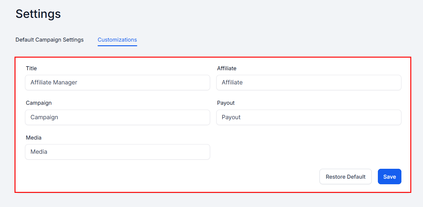 How to Customize Affiliate Manager Labels – figure 2