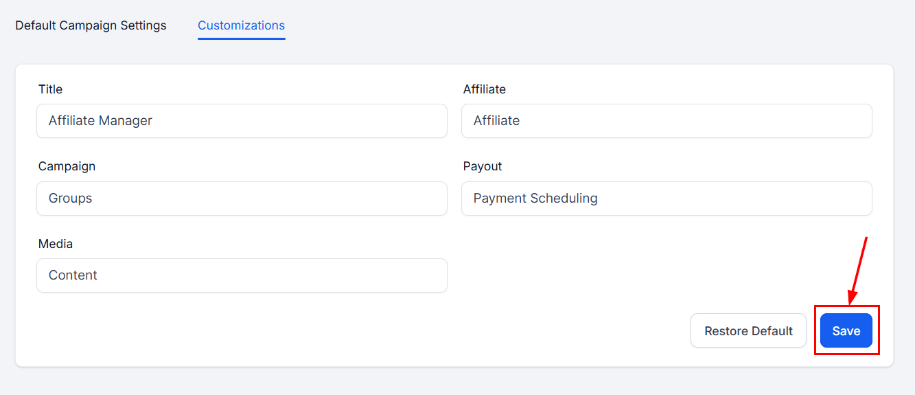How to Customize Affiliate Manager Labels – figure 3