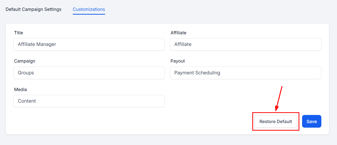 How to Customize Affiliate Manager Labels – figure 5