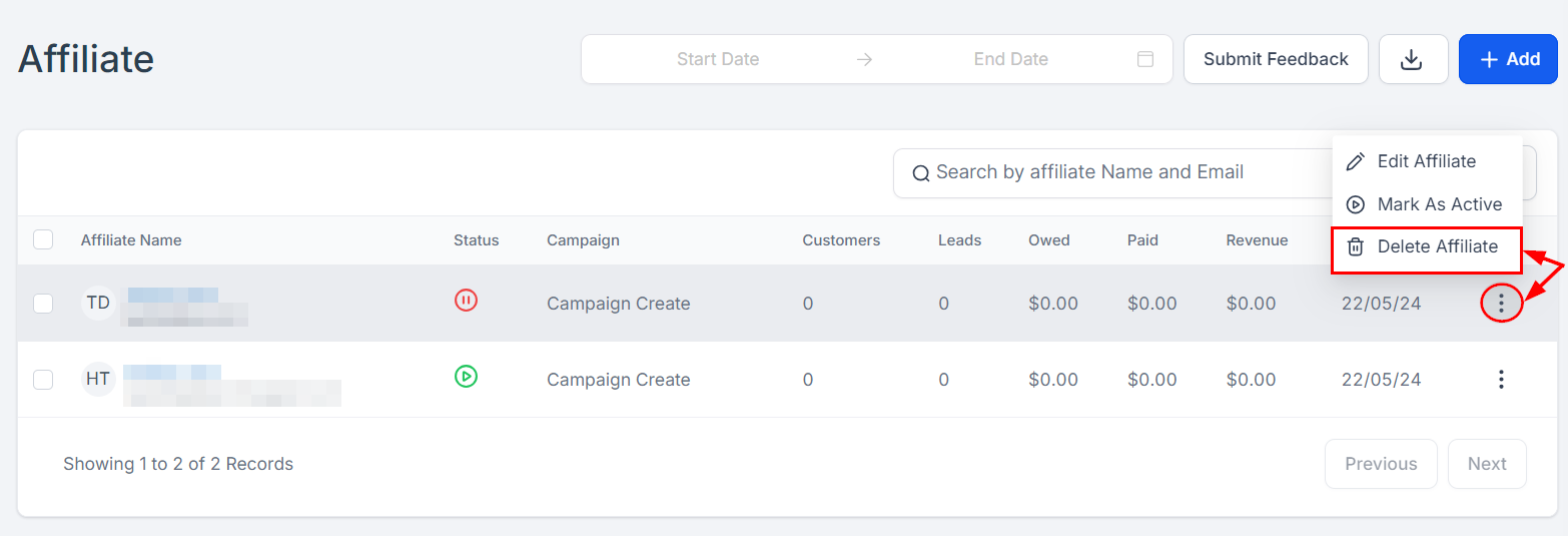 How to Delete Affiliates – figure 2