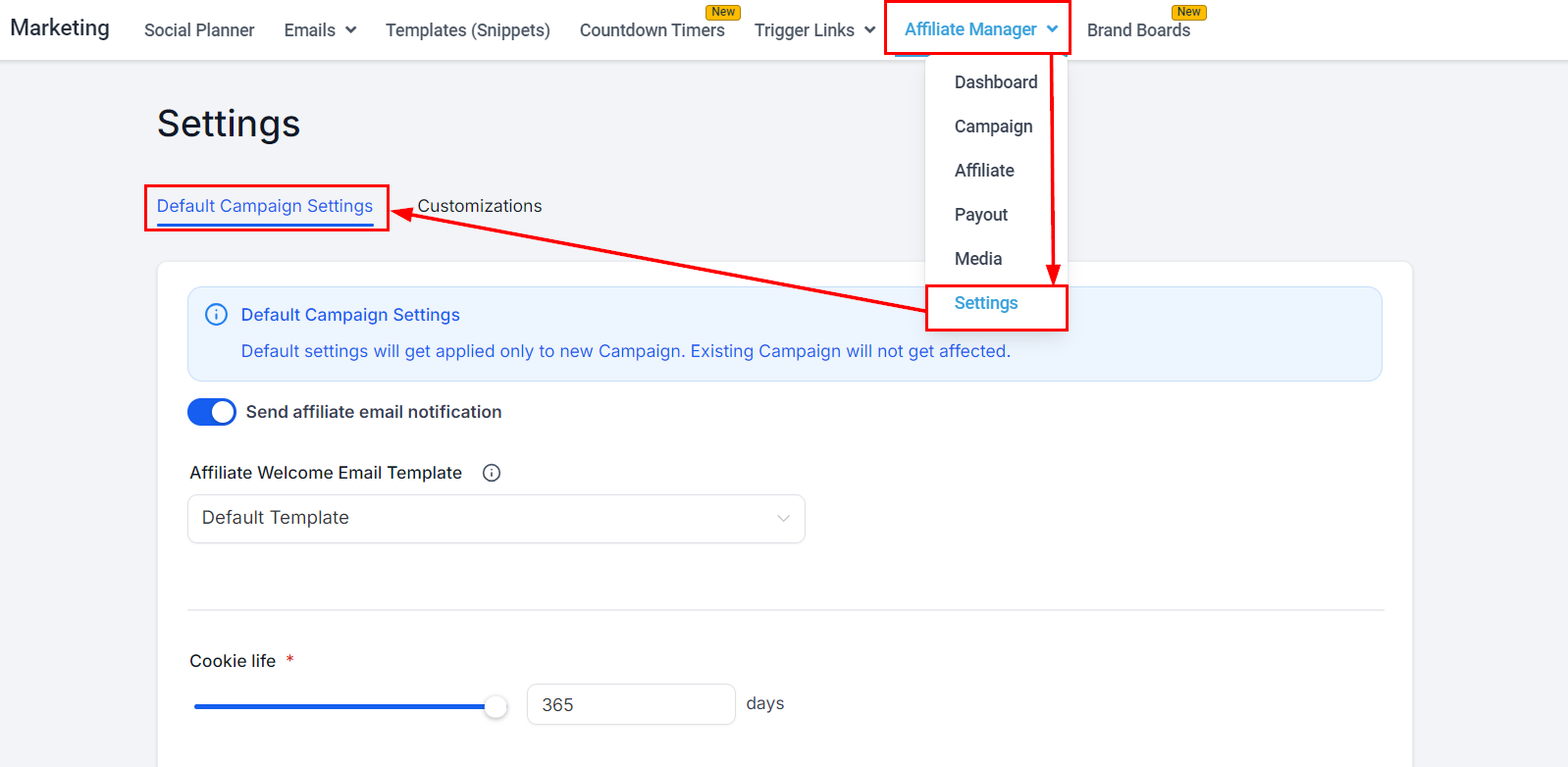 How to Enable Sub Affiliate Sign Ups for Affiliates – figure 1