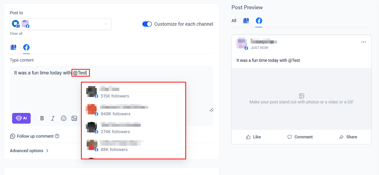 How to Mention or Tag in the Social Planner – figure 3
