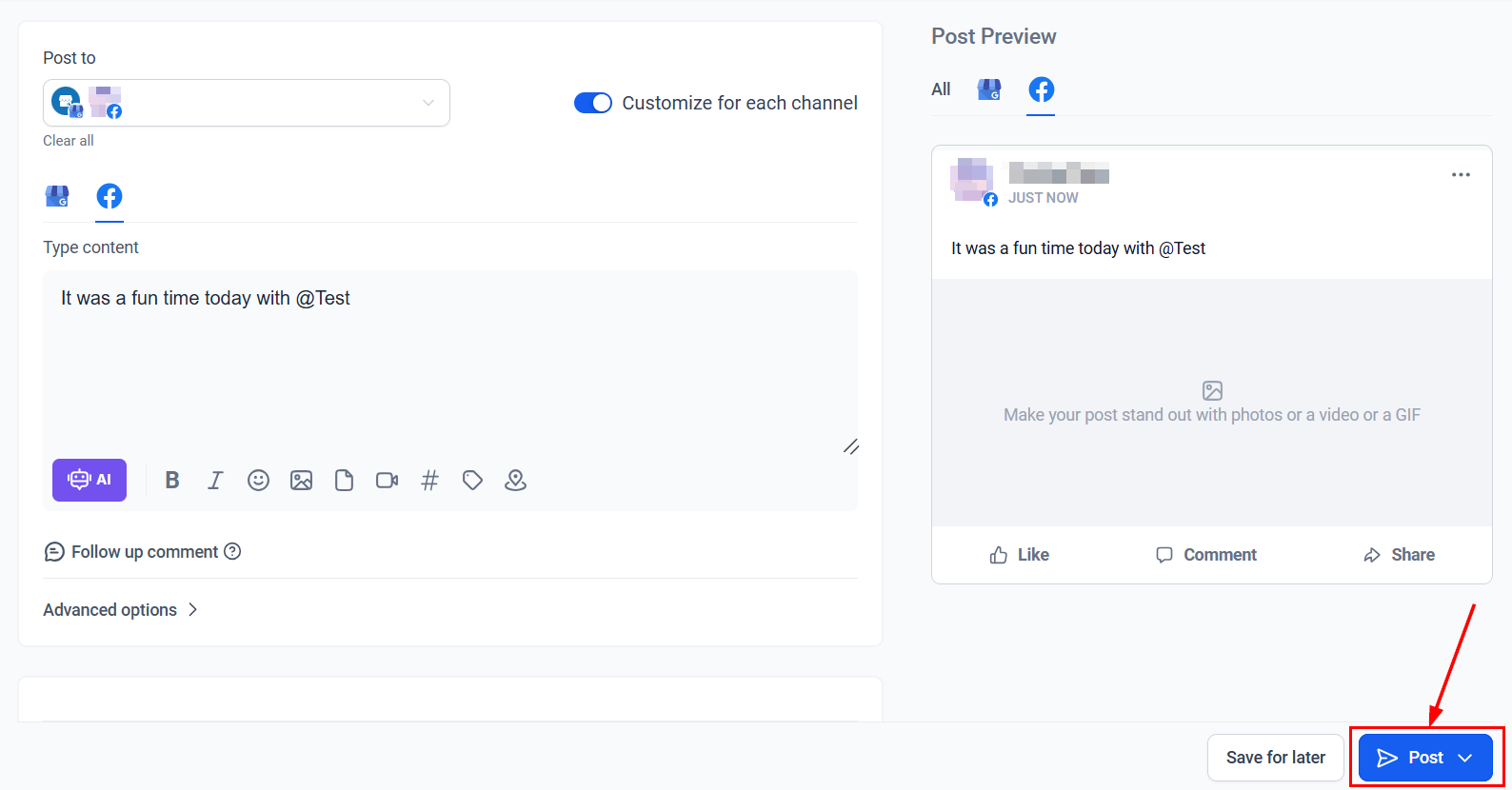How to Mention or Tag in the Social Planner – figure 5