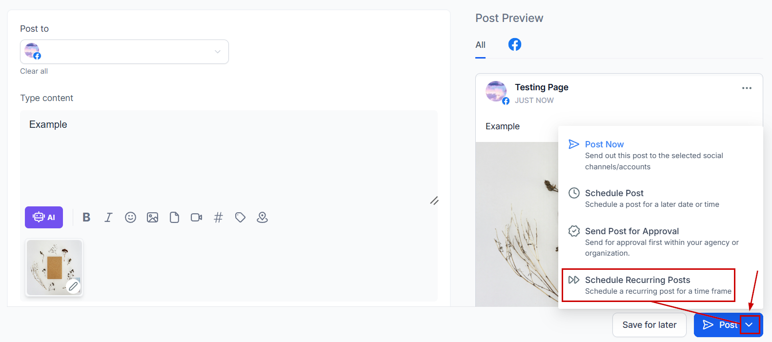 How to post Recurring Social Posts through the Social Planner – figure 2