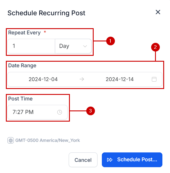 How to post Recurring Social Posts through the Social Planner – figure 3