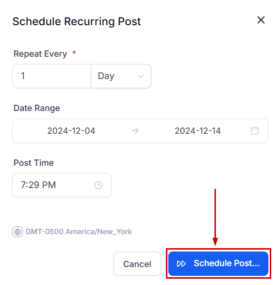 How to post Recurring Social Posts through the Social Planner – figure 4