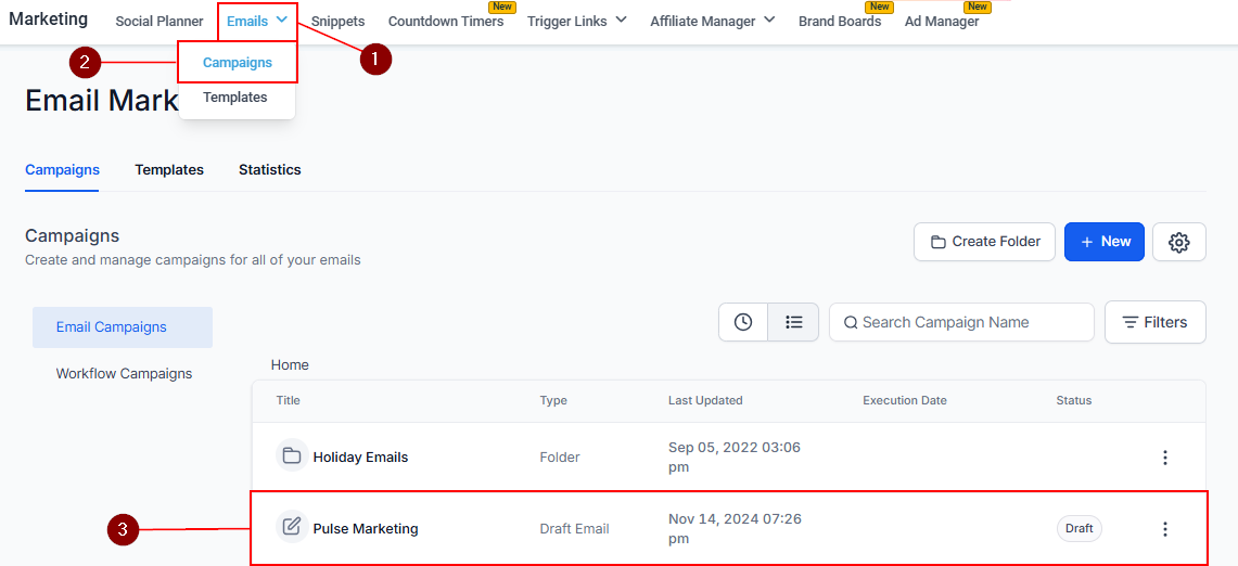 How To Send & Schedule Emails With Email Campaigns – figure 1