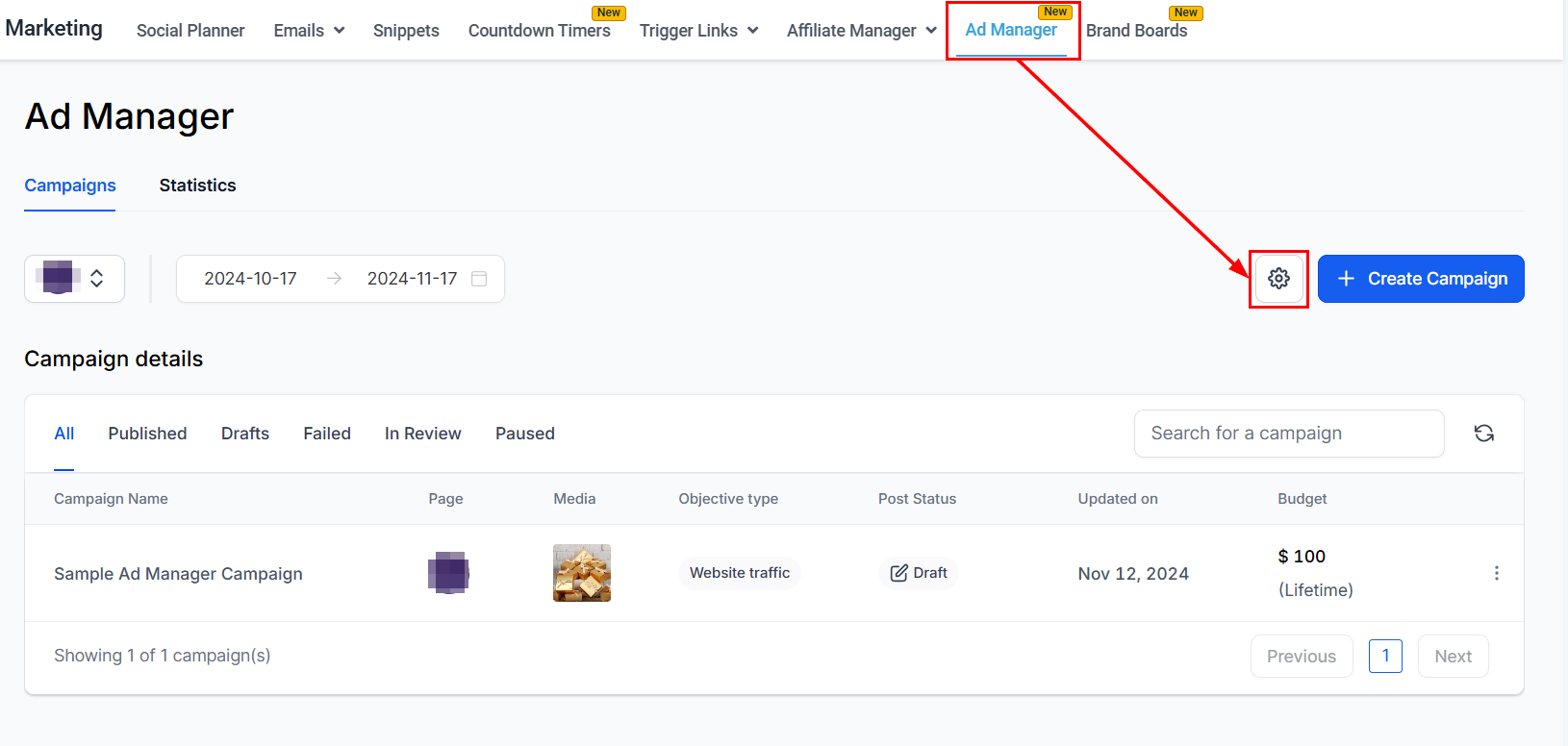 How to Set a Facebook Page as Default in Ad Manager – figure 1