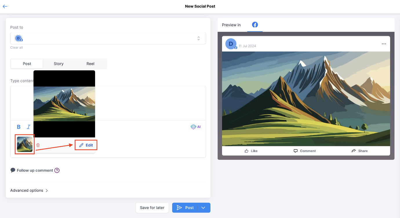 Image Editor in Social Planner – figure 2
