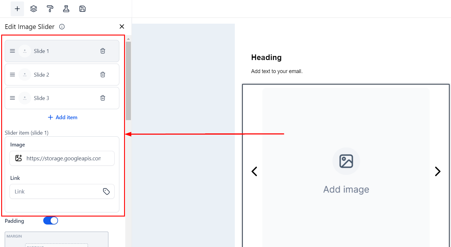 Image Slider in Email Builder – figure 4