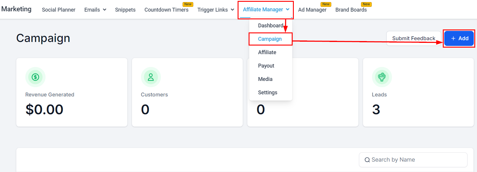 Lead Tracking in the Affiliate Manager – figure 1