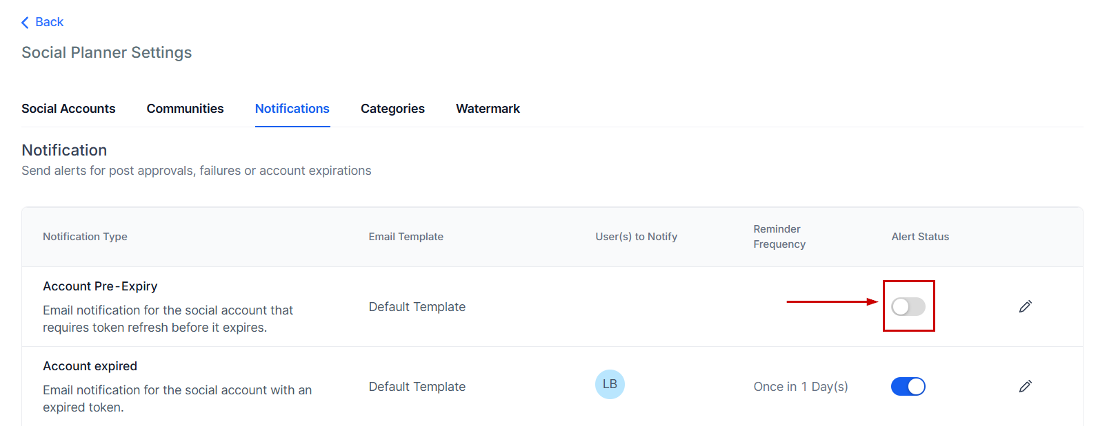 Notifications for Expired Social Accounts – figure 4
