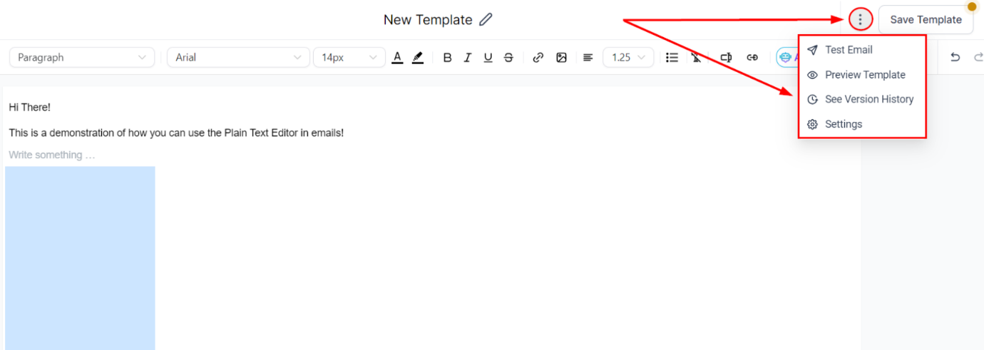 Plain Text Editor in Emails – figure 3