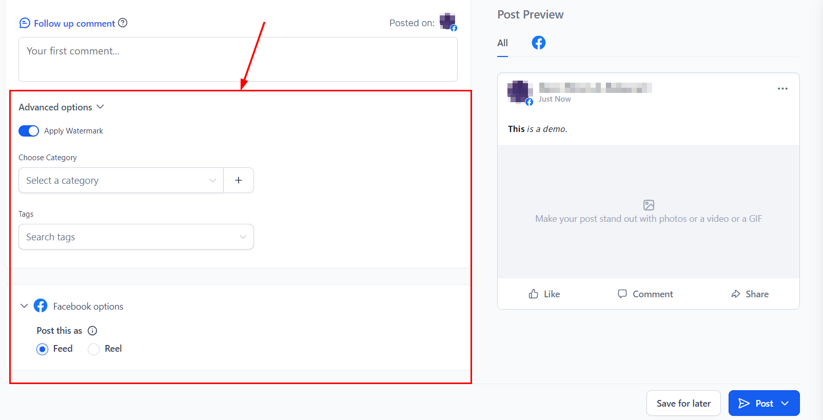 Posting to Facebook – figure 6