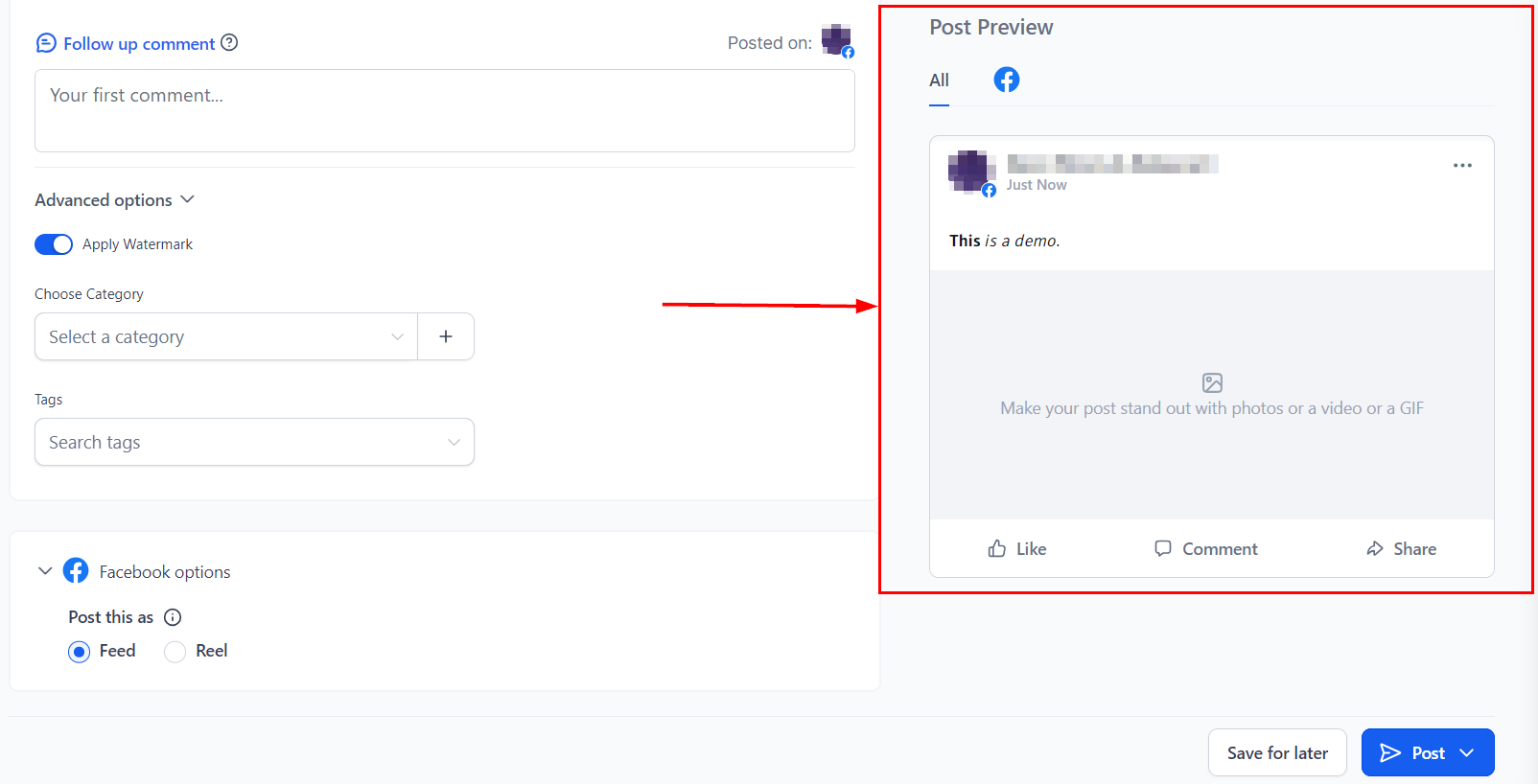 Posting to Facebook – figure 7