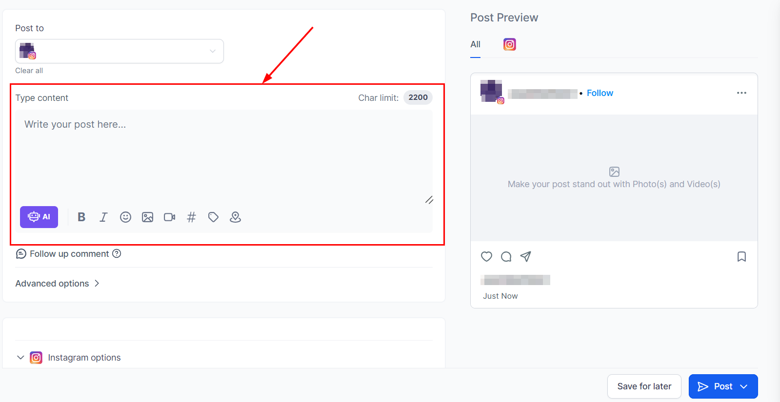 Posting to Instagram – figure 4