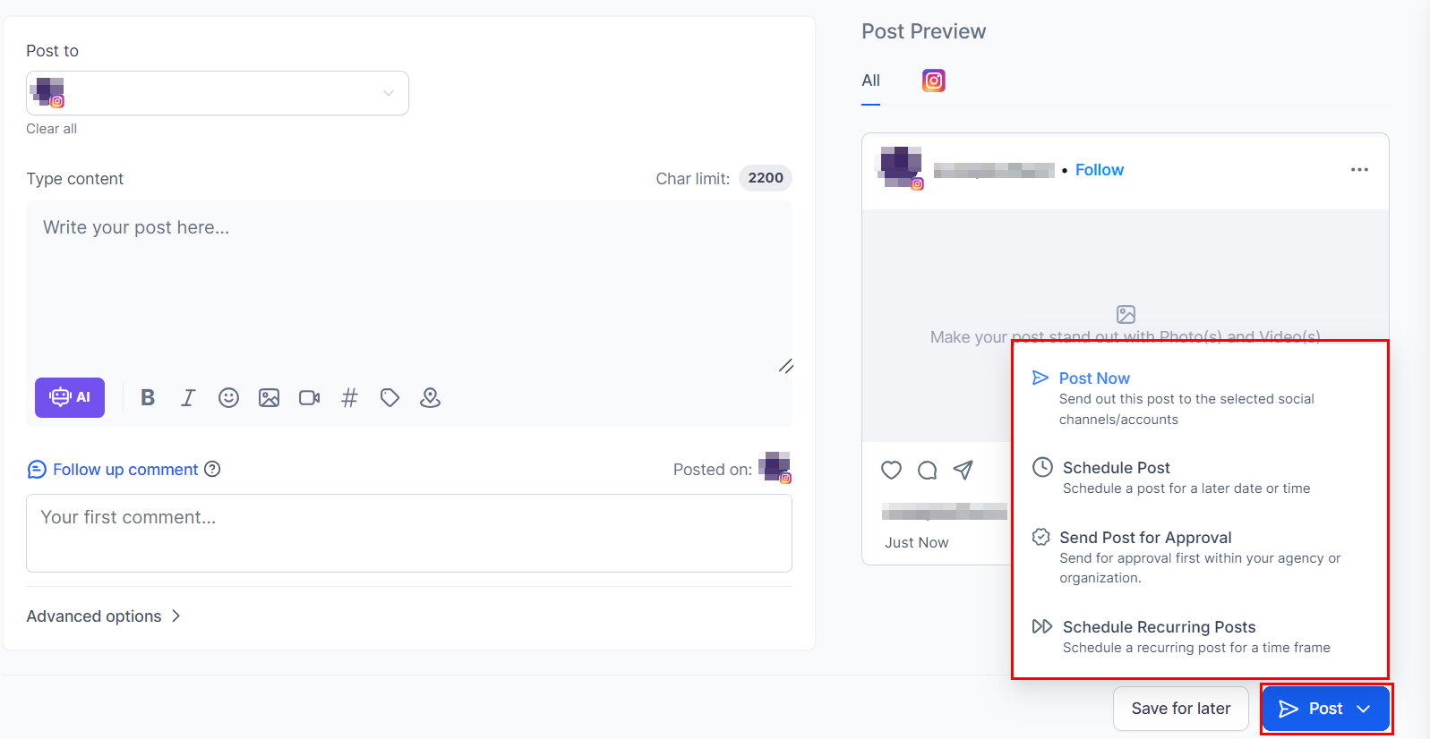 Posting to Instagram – figure 8