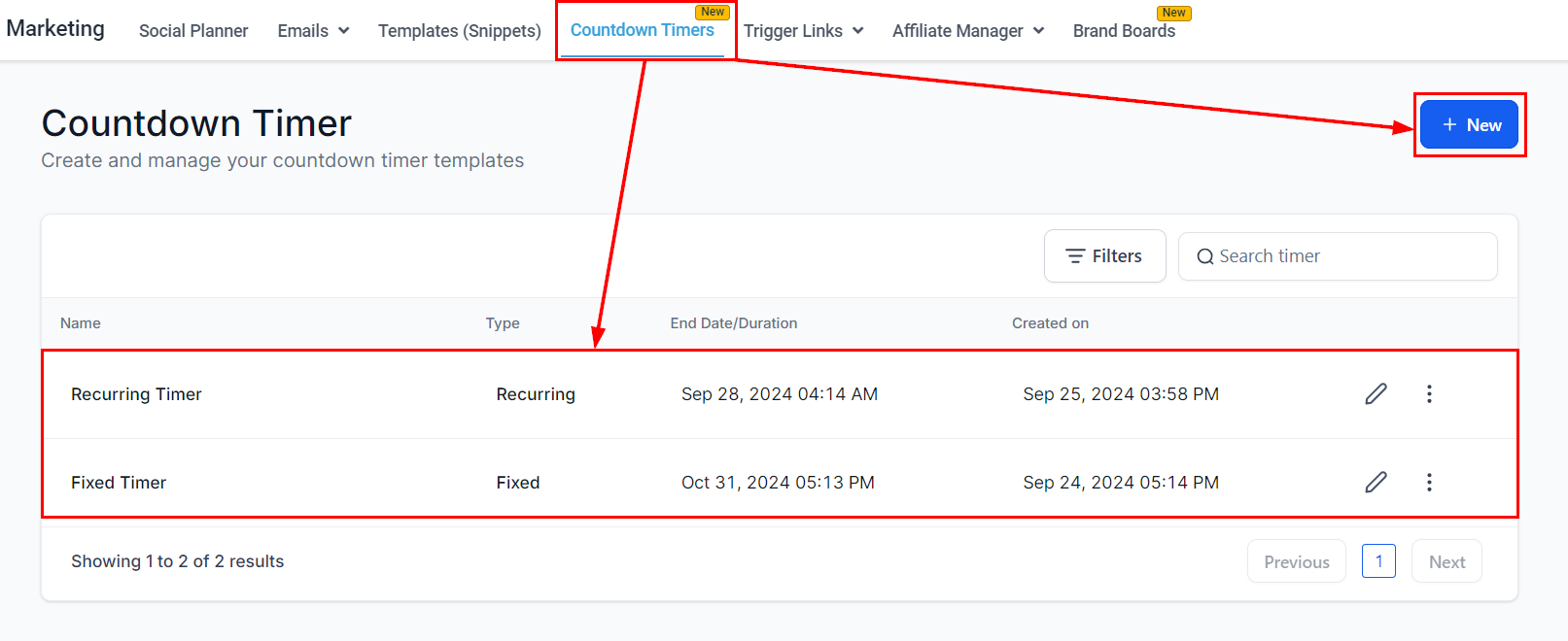 Redirection Links in Countdown Timer – figure 2