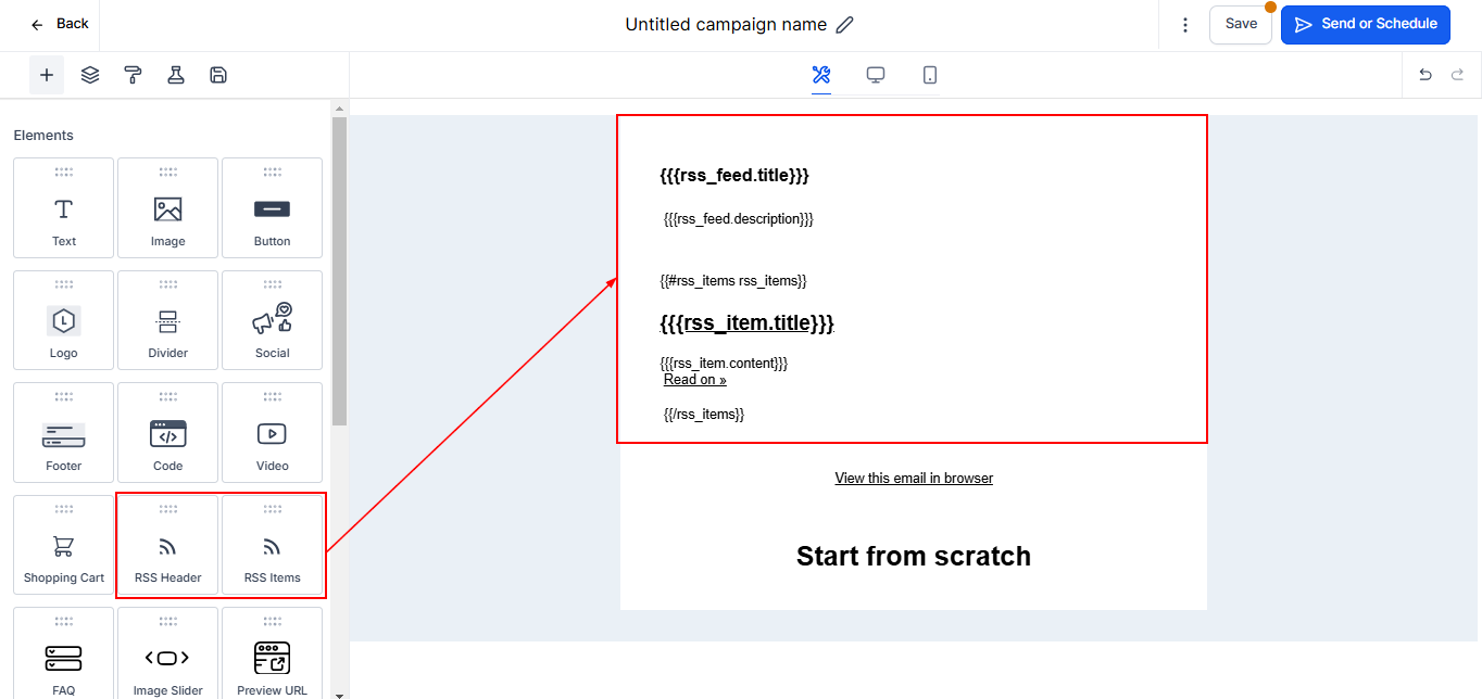 RSS Header & RSS Items Elements – figure 1