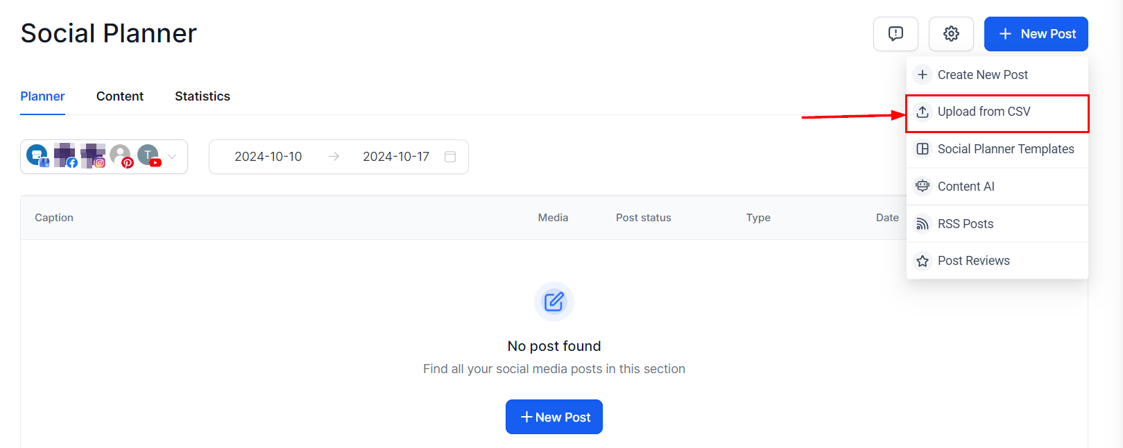 Schedule Posts In Bulk On The Social Planner (CSV) – figure 1