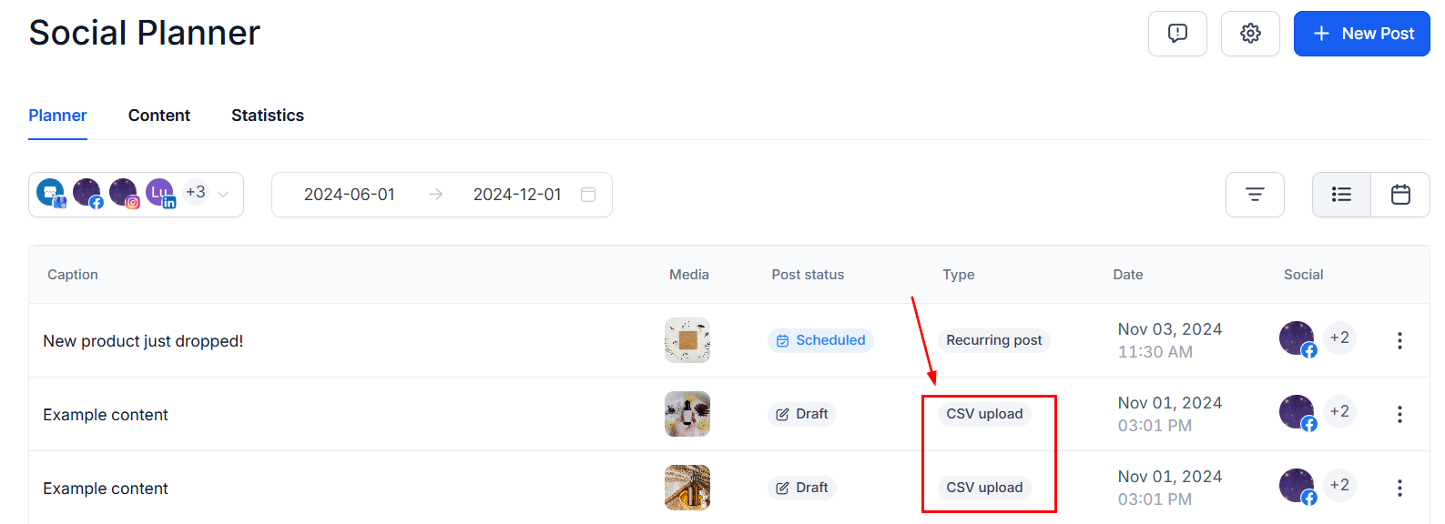 Schedule Posts In Bulk On The Social Planner (CSV) – figure 10