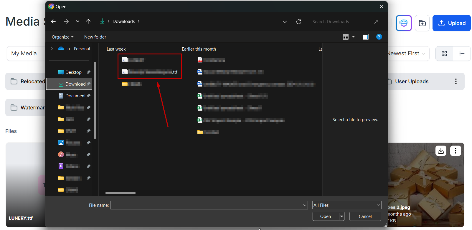 How to Upload Font Files in Media Storage – figure 2