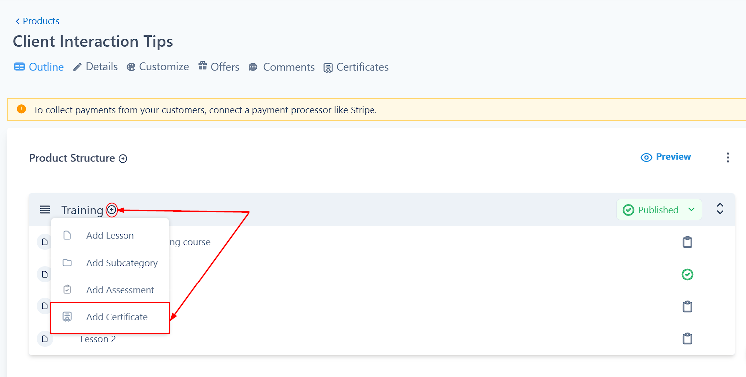 How to Add a Category Completion Certificate – figure 1