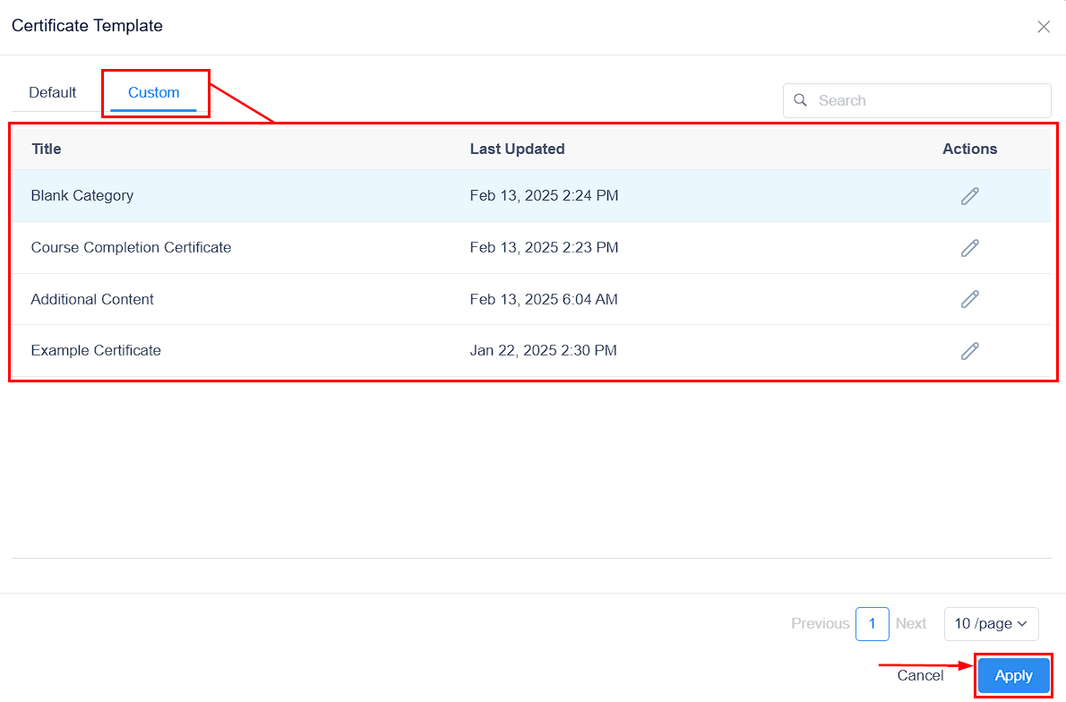 How to Add a Category Completion Certificate – figure 3