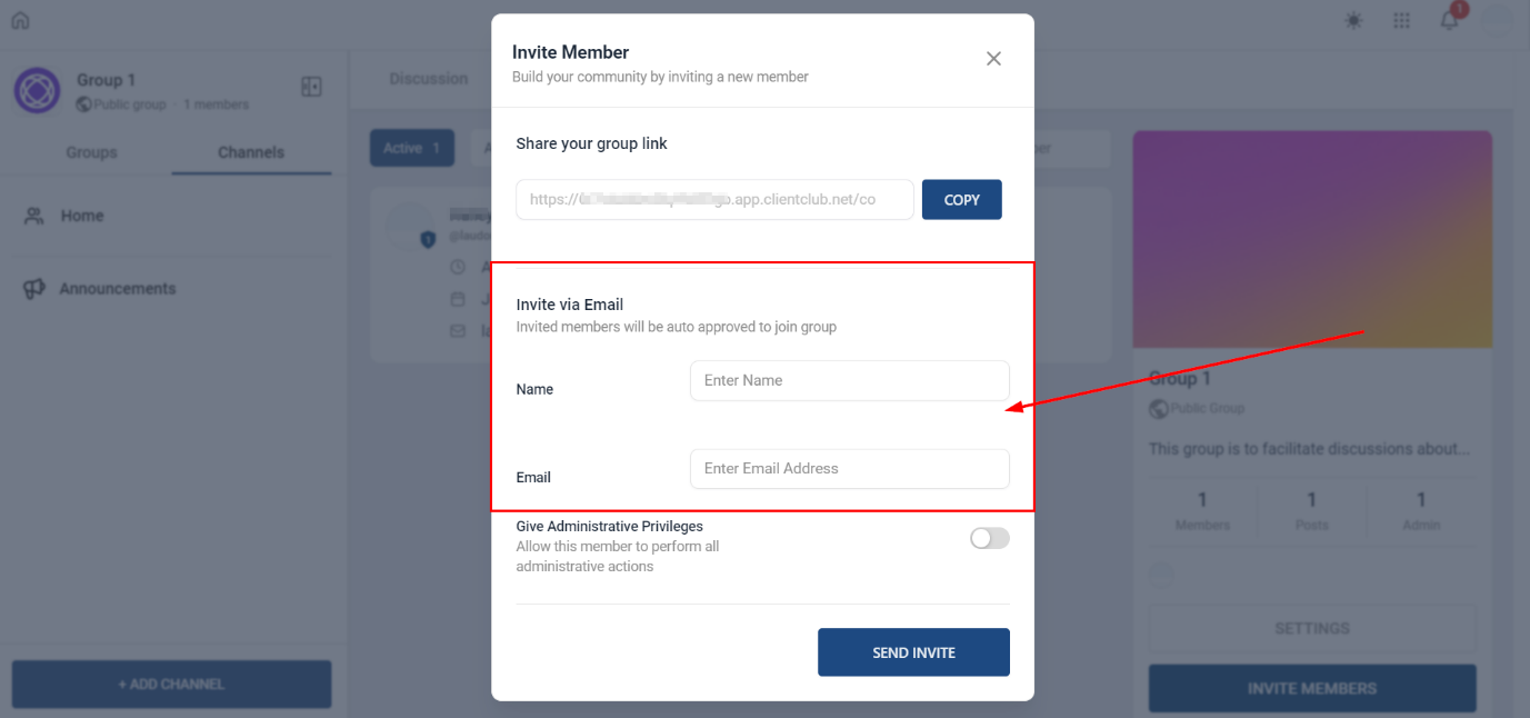 How to Invite Members to Your Group via Email – figure 3
